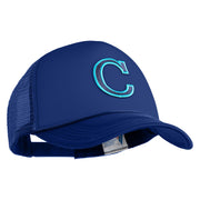 Large C Patched Summer Foam Mesh Trucker Cap - Royal OSFM