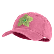 Chiffon Flower Iron on Patched Unstructured Pigment Dyed Cotton Cap - Pink OSFM