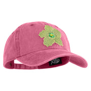 Chiffon Flower Iron on Patched Unstructured Pigment Dyed Cotton Cap - Pink OSFM