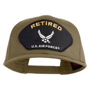 Retired US Air Force Patched Solid Cotton Twill Pro Style Cap - Khaki OSFM