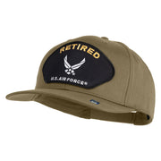 Retired US Air Force Patched Solid Cotton Twill Pro Style Cap - Khaki OSFM