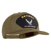 Retired US Air Force Patched Solid Cotton Twill Pro Style Cap - Khaki OSFM