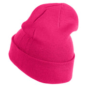 Pastel SeaShell Embroidered Patched 12 Inch Long Knitted Beanie - Magenta OSFM