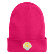 Pastel SeaShell Embroidered Patched 12 Inch Long Knitted Beanie - Magenta OSFM