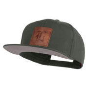Old English L Faux Leather Patched Cotton Flat Bill Pro Cap - Charcoal OSFM