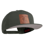 Old English L Faux Leather Patched Cotton Flat Bill Pro Cap - Charcoal OSFM