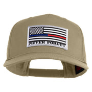 Silver USA Flag Never Forget Blue Red Line Patched Solid Cotton Twill 5 Panel Prostyle Snap Cap - Khaki OSFM
