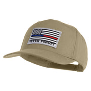 Silver USA Flag Never Forget Blue Red Line Patched Solid Cotton Twill 5 Panel Prostyle Snap Cap - Khaki OSFM