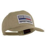 Silver USA Flag Never Forget Blue Red Line Patched Solid Cotton Twill 5 Panel Prostyle Snap Cap - Khaki OSFM