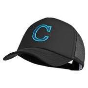 Large C Patched Summer Foam Mesh Trucker Cap - Black OSFM