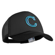 Large C Patched Summer Foam Mesh Trucker Cap - Black OSFM