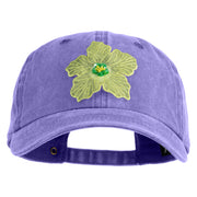 Chiffon Flower Iron on Patched Unstructured Pigment Dyed Cotton Cap - Purple OSFM