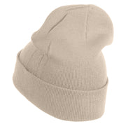 Pastel SeaShell Embroidered Patched 12 Inch Long Knitted Beanie - Birch OSFM