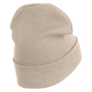 Pastel SeaShell Embroidered Patched 12 Inch Long Knitted Beanie - Birch OSFM