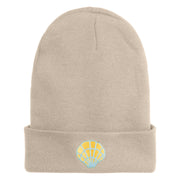 Pastel SeaShell Embroidered Patched 12 Inch Long Knitted Beanie - Birch OSFM