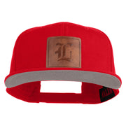 Old English L Faux Leather Patched Cotton Flat Bill Pro Cap - Red OSFM