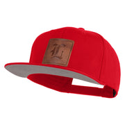 Old English L Faux Leather Patched Cotton Flat Bill Pro Cap - Red OSFM
