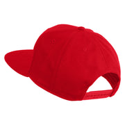 Old English L Faux Leather Patched Cotton Flat Bill Pro Cap - Red OSFM