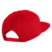 Old English L Faux Leather Patched Cotton Flat Bill Pro Cap - Red OSFM
