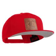 Old English L Faux Leather Patched Cotton Flat Bill Pro Cap - Red OSFM