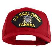 U.S. Naval Station Panama Patched Solid Cotton Twill Mesh Prostyle Cap - Red OSFM