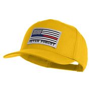 Silver USA Flag Never Forget Blue Red Line Patched Solid Cotton Twill 5 Panel Prostyle Snap Cap - Yellow OSFM