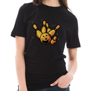 Bowling Pins Graphic Design Ring Spun Combed Cotton Short Sleeve Deluxe Jersey T-Shirt - Black XS