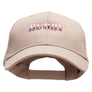 Rugby Word Embroidered Low Profile Structured  Cap - Khaki OSFM