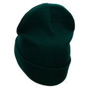 Muscle Car Embroidered 12 Inch Long Knitted Beanie - Dk-Green OSFM