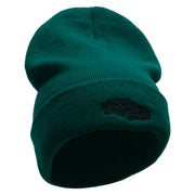 Muscle Car Embroidered 12 Inch Long Knitted Beanie - Dk-Green OSFM