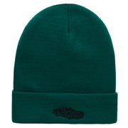 Muscle Car Embroidered 12 Inch Long Knitted Beanie - Dk-Green OSFM