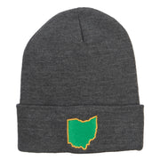 Ohio State Map Embroidered Long Beanie