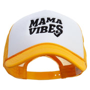 Mama Vibes Embroidered Summer Foam Mesh Trucker Cap - Yellow-White OSFM