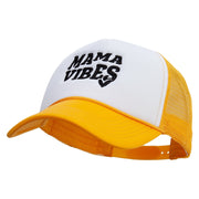 Mama Vibes Embroidered Summer Foam Mesh Trucker Cap - Yellow-White OSFM