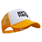 Mama Vibes Embroidered Summer Foam Mesh Trucker Cap - Yellow-White OSFM