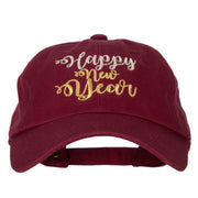 Glitter Happy New Year Embroidered Unstructured Washed Cap