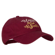 Glitter Happy New Year Embroidered Unstructured Washed Cap