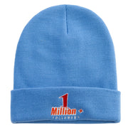 1 Million Followers Embroidered 12 Inch Long Knitted Beanie - Sky-Blue OSFM