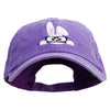 Bunny Wear Glasses Embroidered Unstructured Pigment Dyed Cotton Cap - Purple OSFM