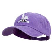 Bunny Wear Glasses Embroidered Unstructured Pigment Dyed Cotton Cap - Purple OSFM