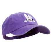 Bunny Wear Glasses Embroidered Unstructured Pigment Dyed Cotton Cap - Purple OSFM