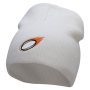 Flaming Rugby Embroidered 8 inch Acrylic Short Blank Beanie - White OSFM