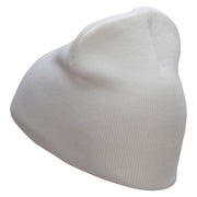 Flaming Rugby Embroidered 8 inch Acrylic Short Blank Beanie - White OSFM