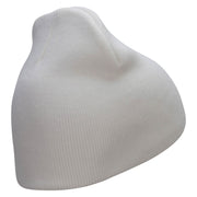 Flaming Rugby Embroidered 8 inch Acrylic Short Blank Beanie - White OSFM