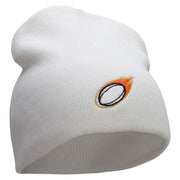 Flaming Rugby Embroidered 8 inch Acrylic Short Blank Beanie - White OSFM