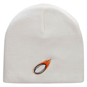 Flaming Rugby Embroidered 8 inch Acrylic Short Blank Beanie - White OSFM