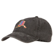 USA Flag Alaska Map Embroidered Washed Buckle Cap