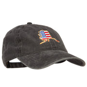 USA Flag Alaska Map Embroidered Washed Buckle Cap