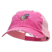 Vacation Coconut Embroidered Low Profile Special Cotton Mesh Cap - Fuchsia OSFM