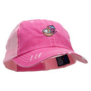 Vacation Coconut Embroidered Low Profile Special Cotton Mesh Cap - Fuchsia OSFM